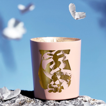 Cire Trudon, scented candle, in glass, Maitre TsengxTrudon SOUS UN CIEL DE PÉTALES pink-gold, style